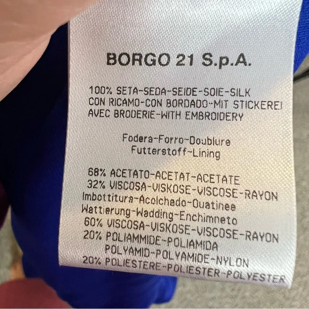 Sz 14(46 EUR) Giorgio Armani Cobalt Blue Beaded 100% Silk Halter Gown NWT $7,950 - Image 14