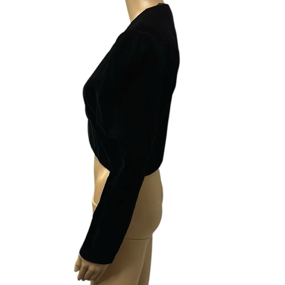 Vintage Black Velvet Karen Lucas for Niki Long Sleeve Cropped Shrug Jacket M Size M - Image 5