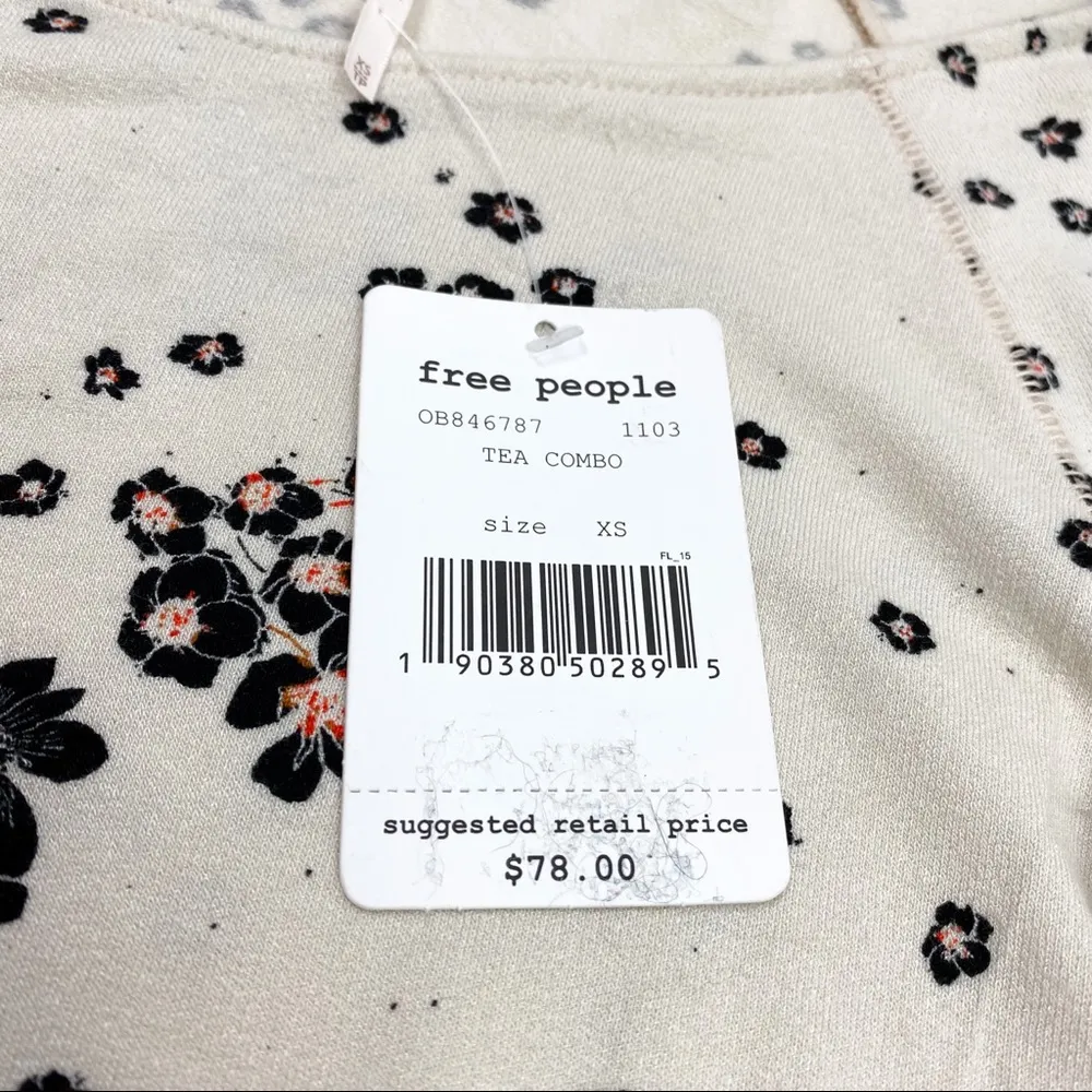 Free People NWT To The Tropics Bodycon Top - Cream Tea Floral Print, Size XS - Image 11