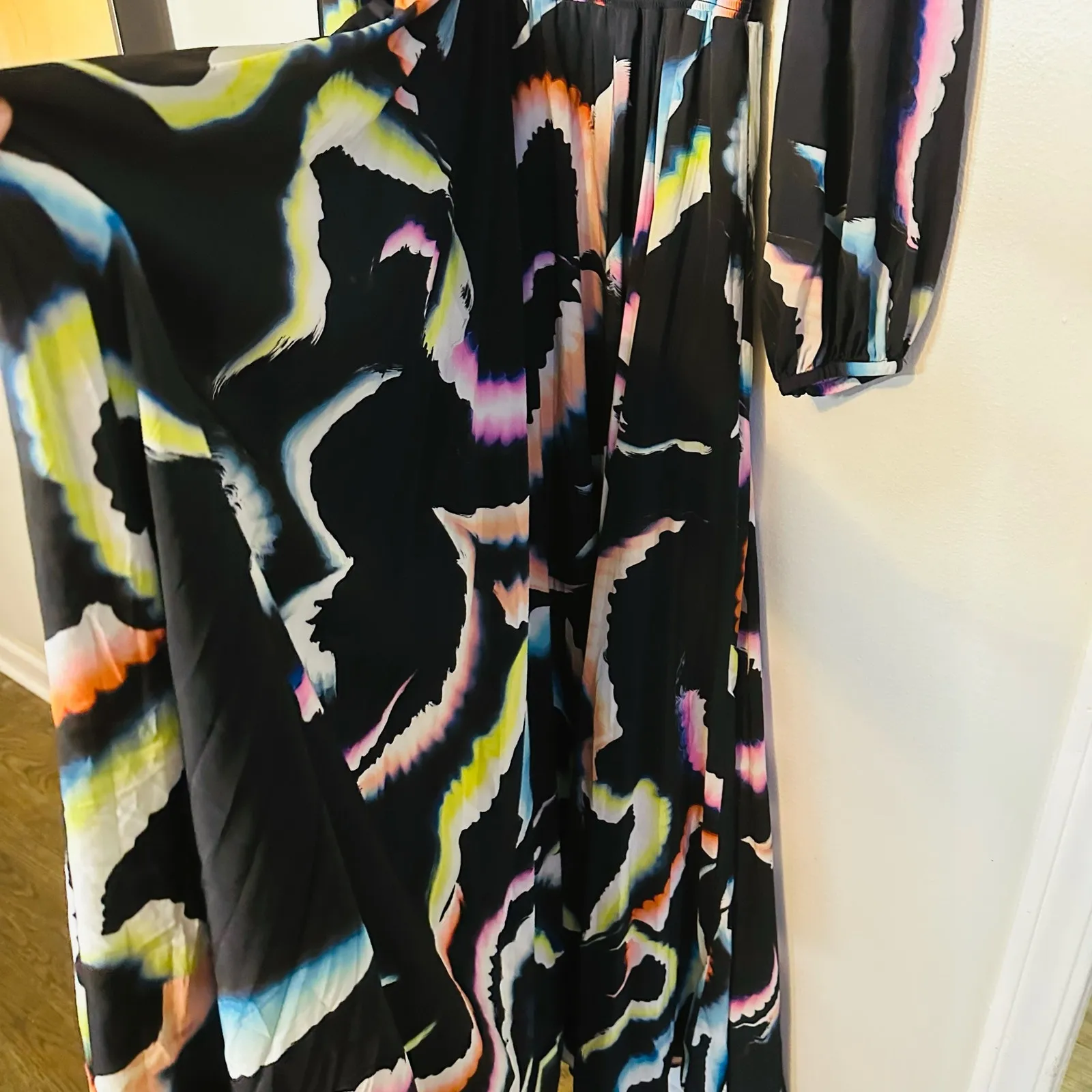 A.L.C. Midnight Multicolor Leah Papilio Pleated V-Neckline Repaired Dress Size 6 - Image 10