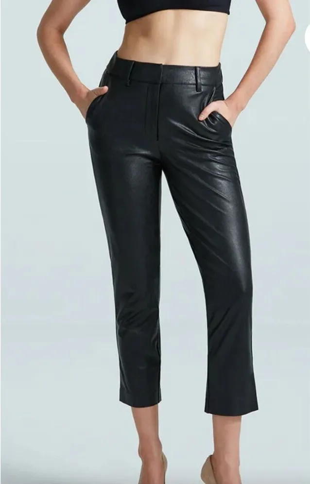 Commando Womens High Rise Faux Leather 7/8 Cropped Trouser Pants Black Medium - Image 1