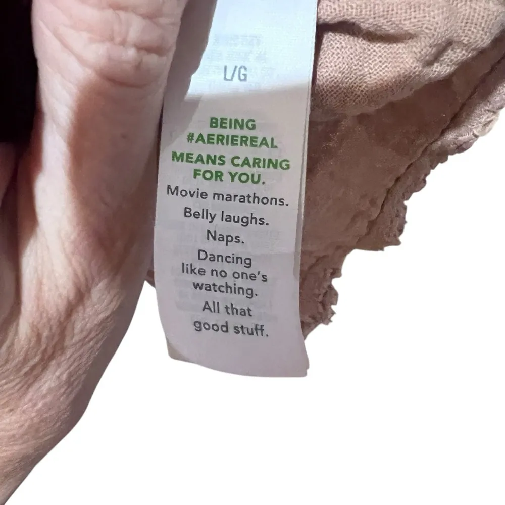 Aerie Tan Gauzy Cotton Button Down Shirt Size Large - Image 3