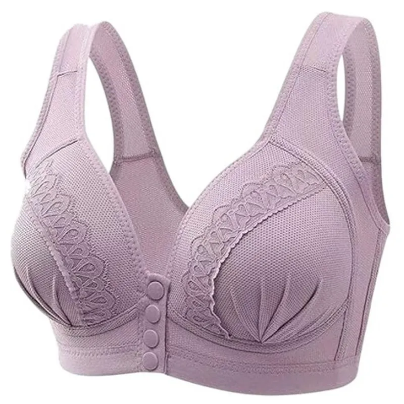 NWT ~ Set/5 Front Snap Button Closure Breathable Skin Friendly Bras ~ Size XL Pink - Image 2