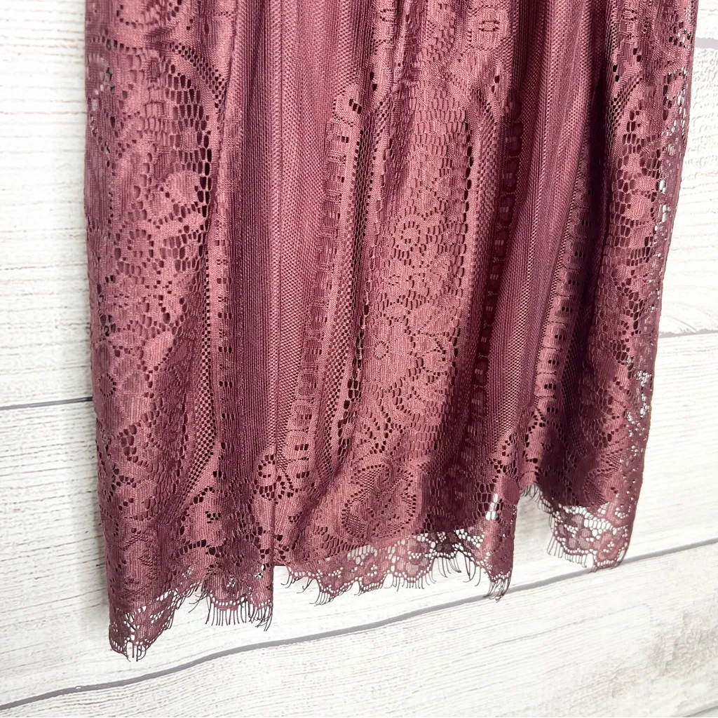 Pinky Burgundy Lace Short Sleeve Mini Dress Size Medium Romantic Valentine’s Day Red - Image 5