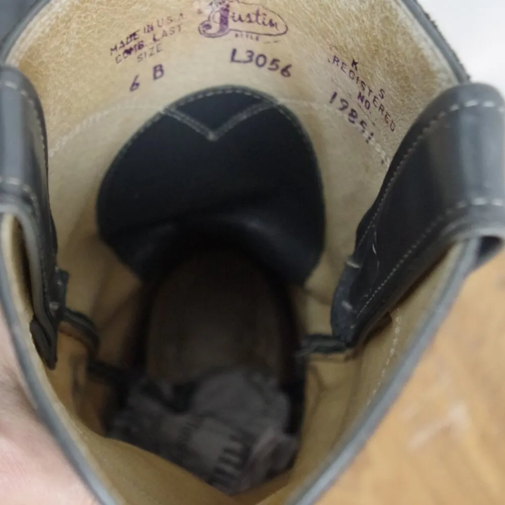 Justin Boots Justin Ladies' Vintage Grey leather Roper Boots Size 6B L3056 USA Made - Image 4