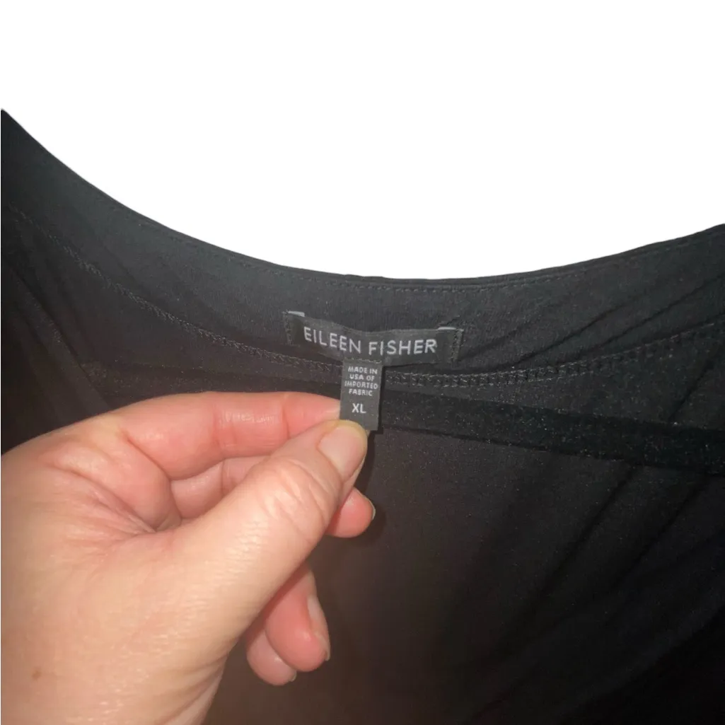 Eileen Fisher Classic Black Jersey Draped Neck shift Dress  minimalist cowleneck - Image 5