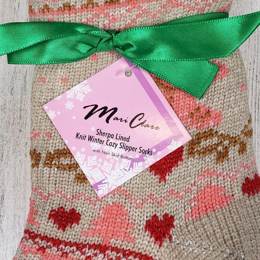 NWT Mari Clare Sherpa Lined Knit Winter Holiday Design No - Image 4