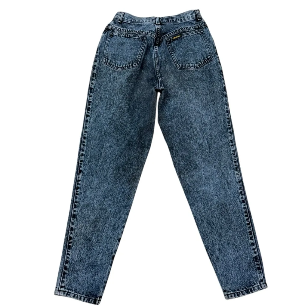 Sasson Dark Acid Wash High Waist Tapered Jeans Vintage 80s 90s Fits 26/27 Blue - Image 2