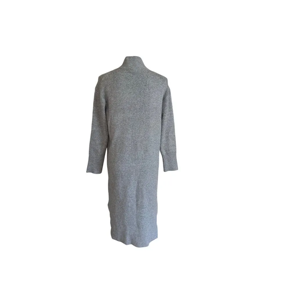 A New Day Midi Gray Sweater Dress Side Slit High Neck Long Sleeve XS NWT - Image 11