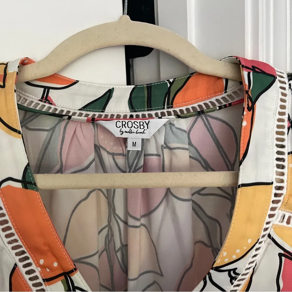 Crosby by Mollie Burch Citrus Lemon Summer Yellow Pink Blouse - Image 2