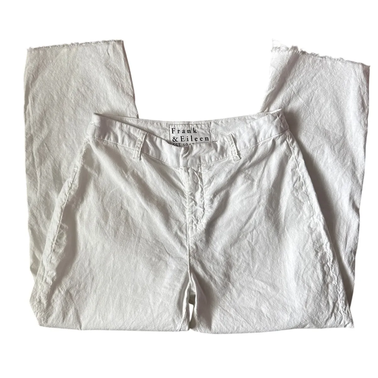 Frank & Eileen Kinsale Italian Woven Performance Linen-Blend Pants White Size 6 - Image 5