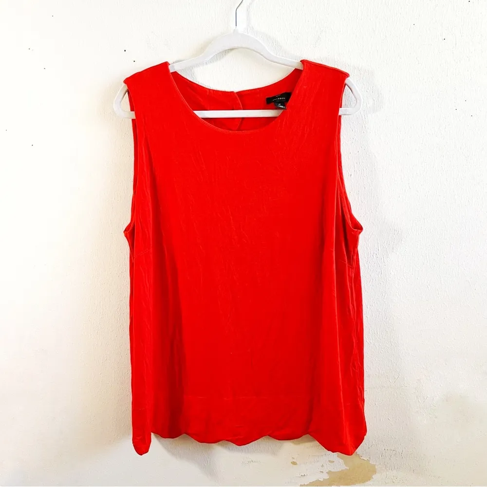 Halogen Tank Red Scalloped Hem & Back Button Up & Low Open Back Sz XL EUC - Image 3