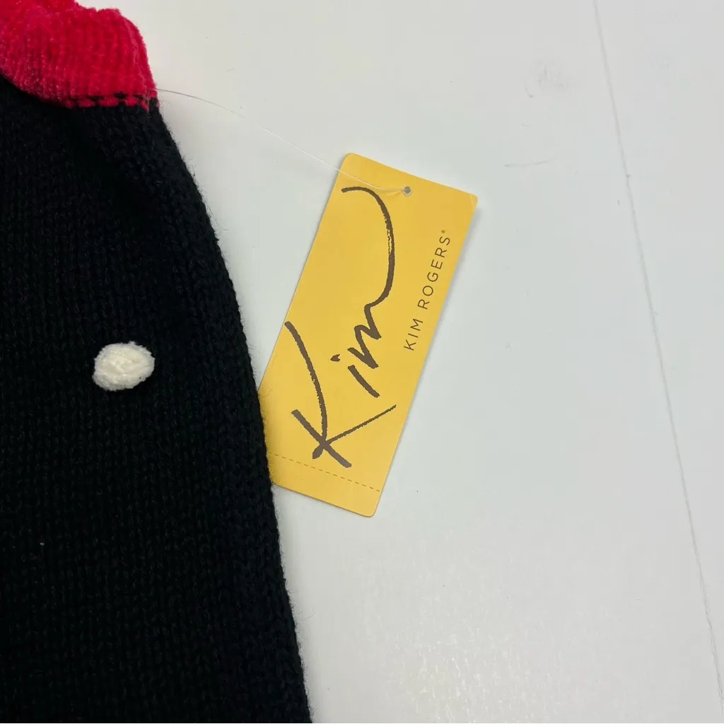 Kim Rogers Christmas Holiday Winter Festive Cat Knit Vest XL Black Red NEW *FLAW - Image 3