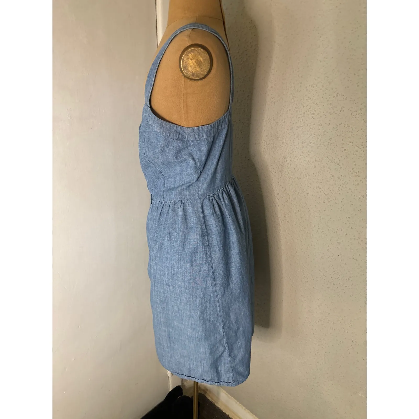 J. Crew Factory Chambray Denim Button- Front Dress 4 Casual Quiet Luxury Classic - Image 2