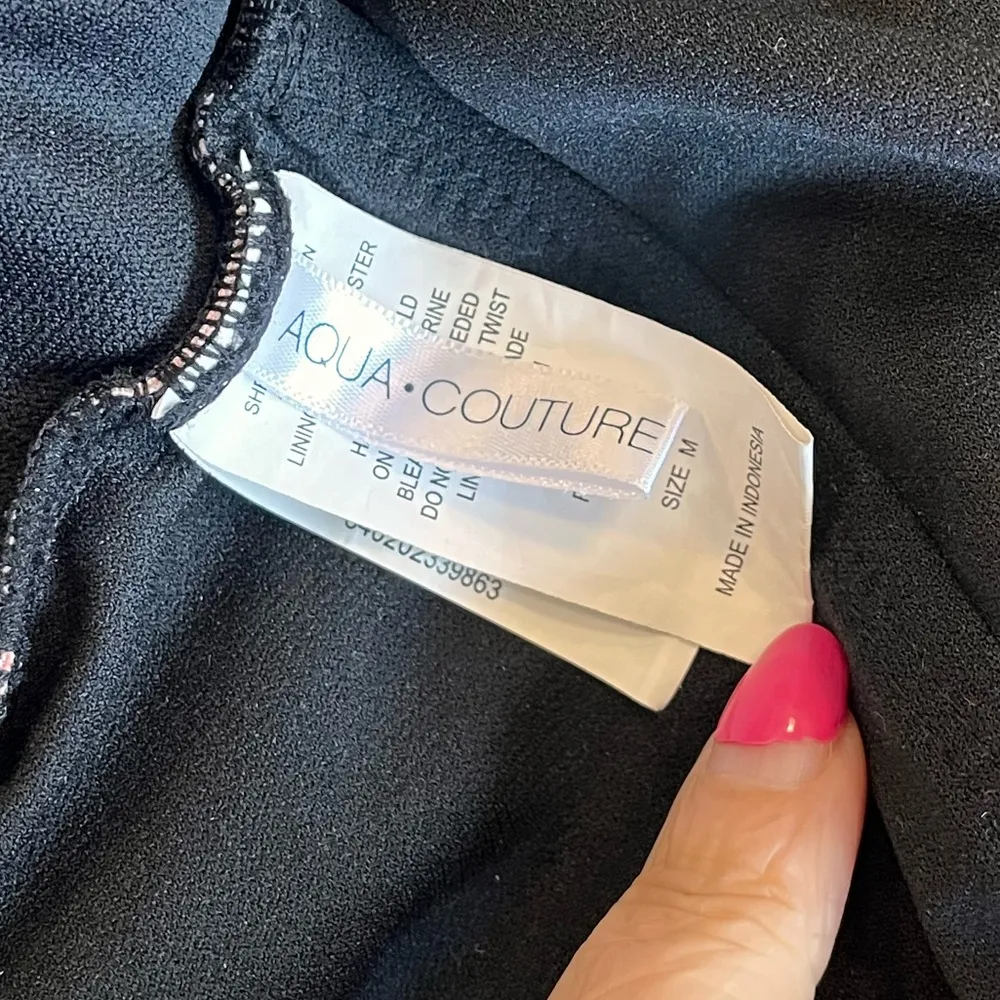 Aqua Couture Swimsuit Floral One Piece M Medium Black - Image 5