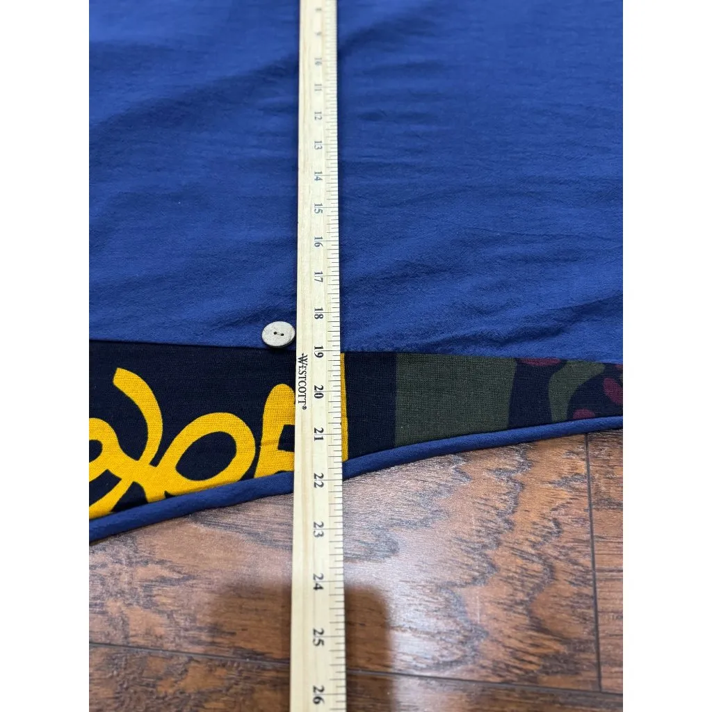 Handmade NEW  M/L Blue Boho Chic Maxi Dress Button Detai Patterned Panel Cotton - Image 9