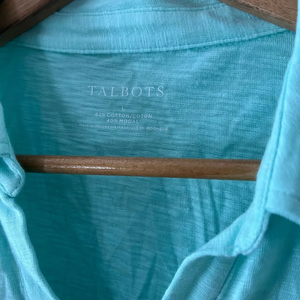 Talbots ROLL CUFF JOHNNY COLLAR PULLOVER polo top Size Large NWT - Image 6