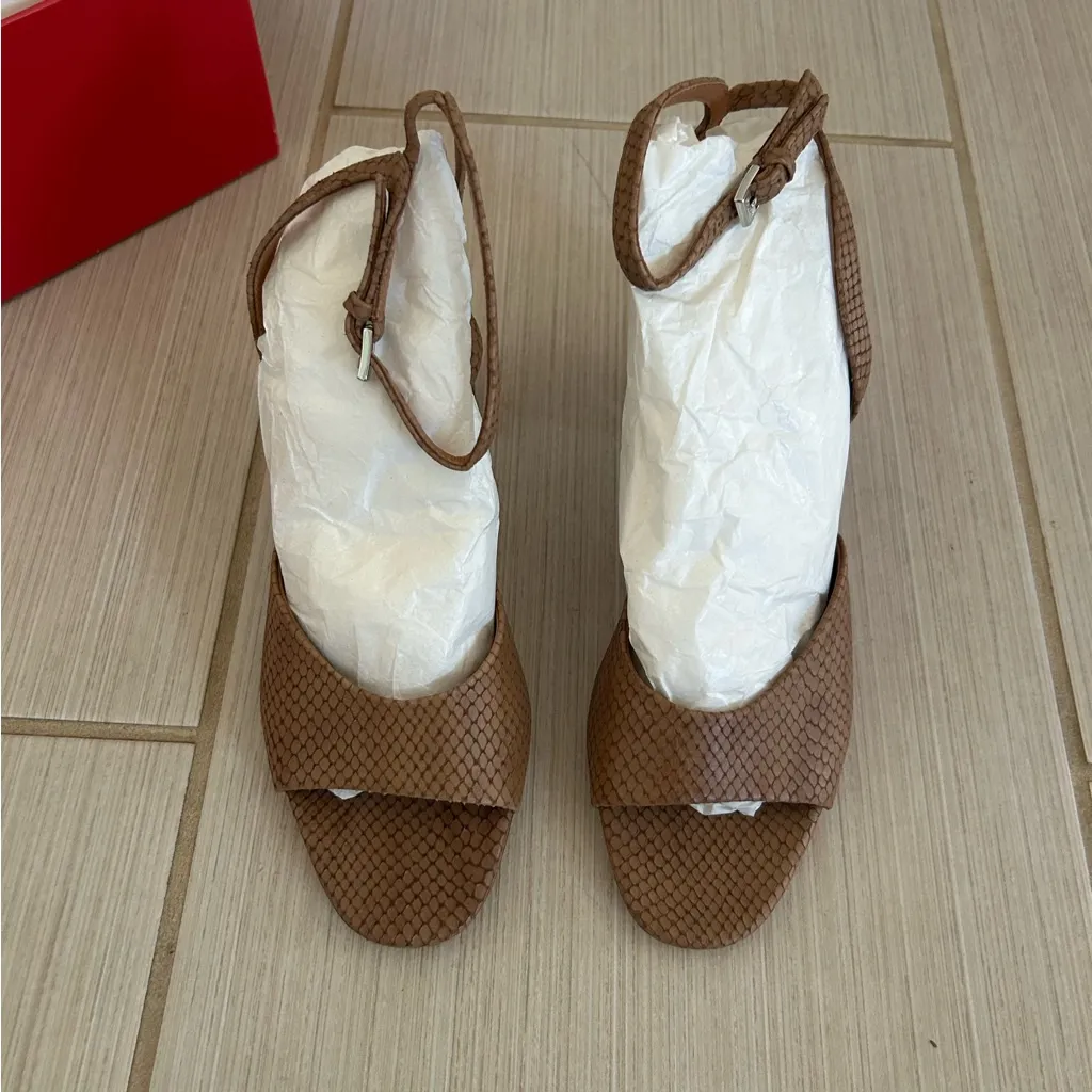 NWT STAUD Solange Tan Snakeskin Heels Size 39 - Image 7