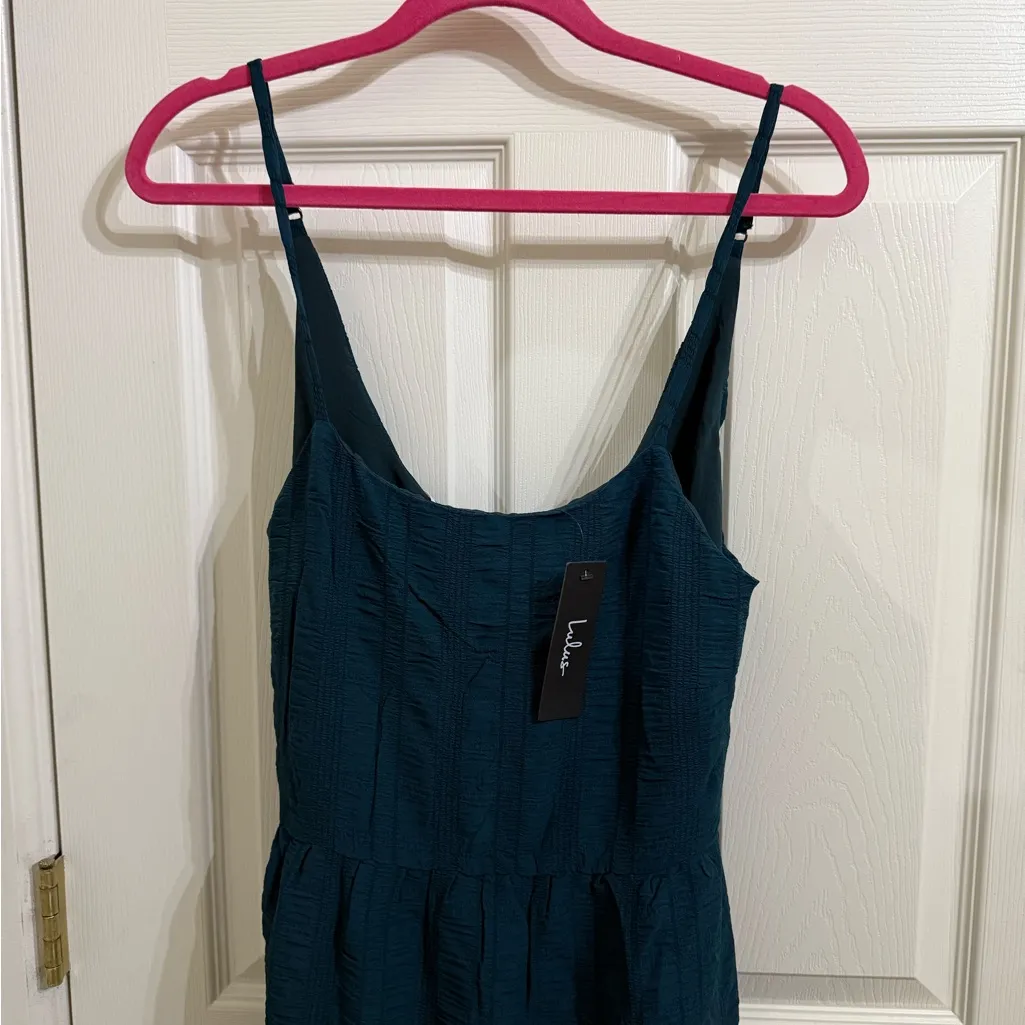 Lulus Forest Green Teal Flowy Tiered Maxi Dress NWT - Image 4