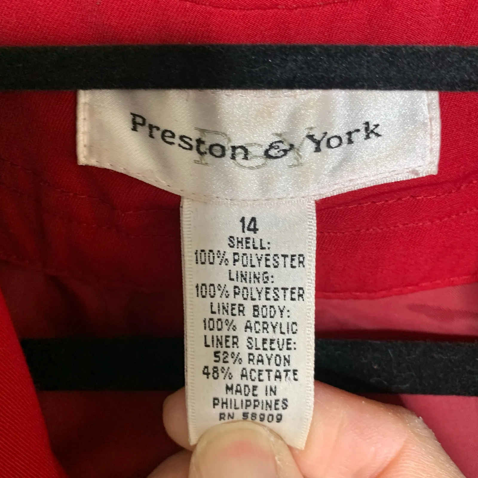 Vintage Preston & York Red Trench Coat Size 14 Double Breasted - Image 7