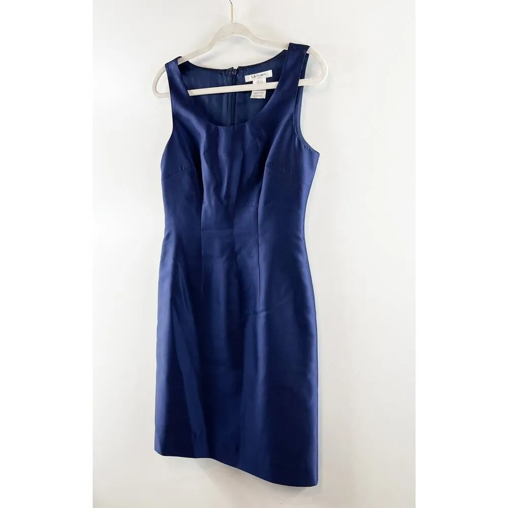 L.K. Bennett Sleeveless Wool Silk Blend Knee Length Sheath Dress Navy Blue 6 - Image 8