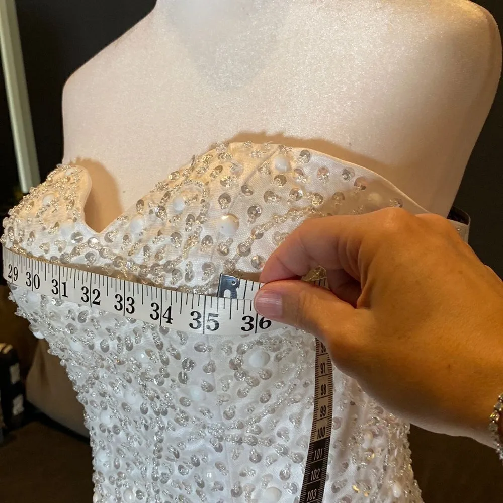 Women’s Wedding Dress Sweetheart Neckline Corset Back Ruffle Skirt Size S White - Image 9