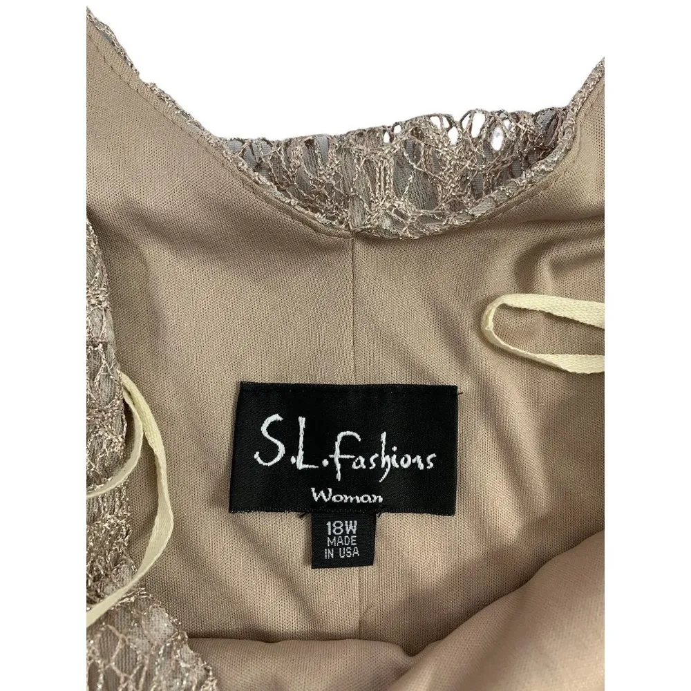 SL Fashion Women's Metallic Fringe Dress Size 18W - Image 4