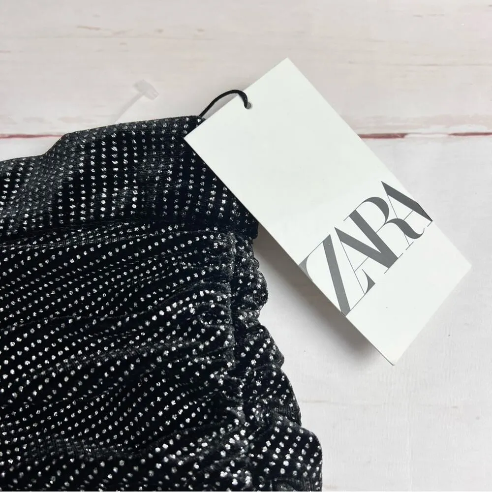 ZARA Women’s Asymmetrical Mini Skirt with Ruching Sz M - Image 5