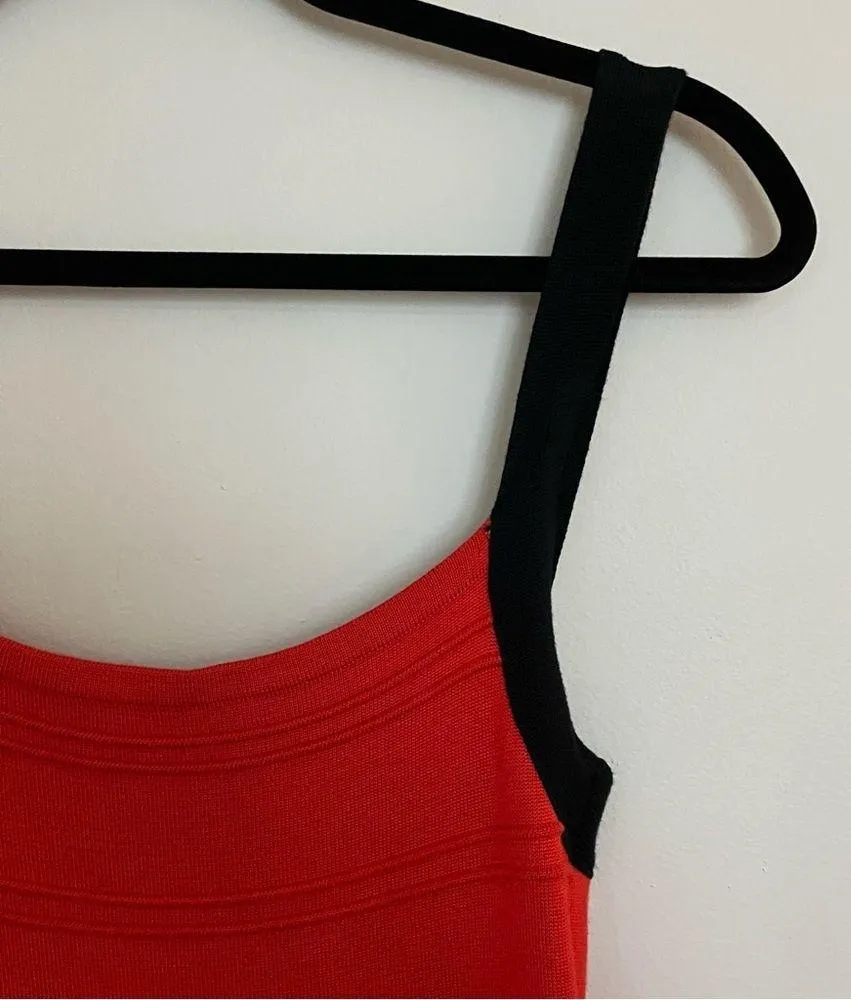 Sexy Black and Orange/Red crisscross back stretch knit dress. - Image 10