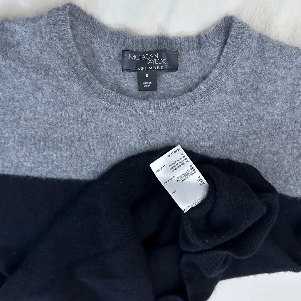 Vintage Morgan Taylor Crewneck Cashmere Sweater - Black/Grey - S - Image 12