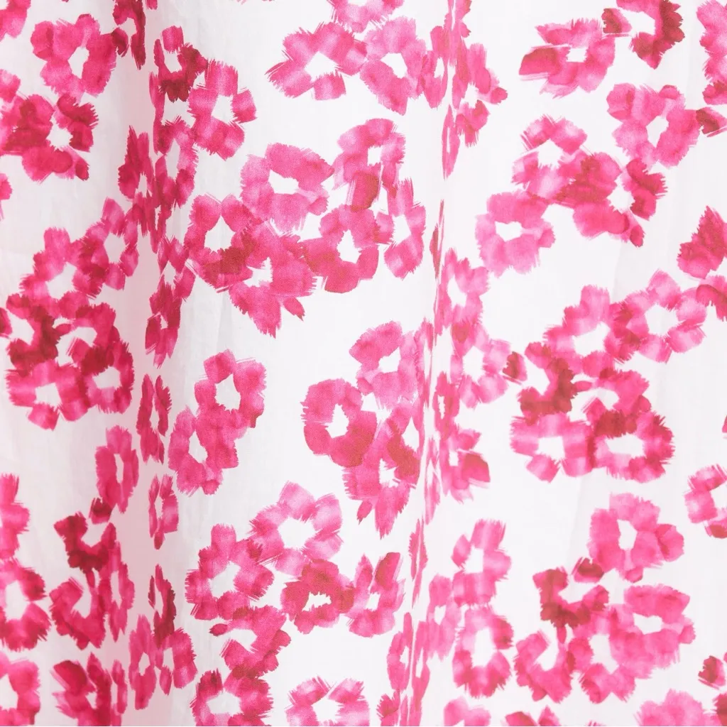 MERLETTE Floral Print Puff Sleeve Cotton Shift Dress Size S Pink - Image 7