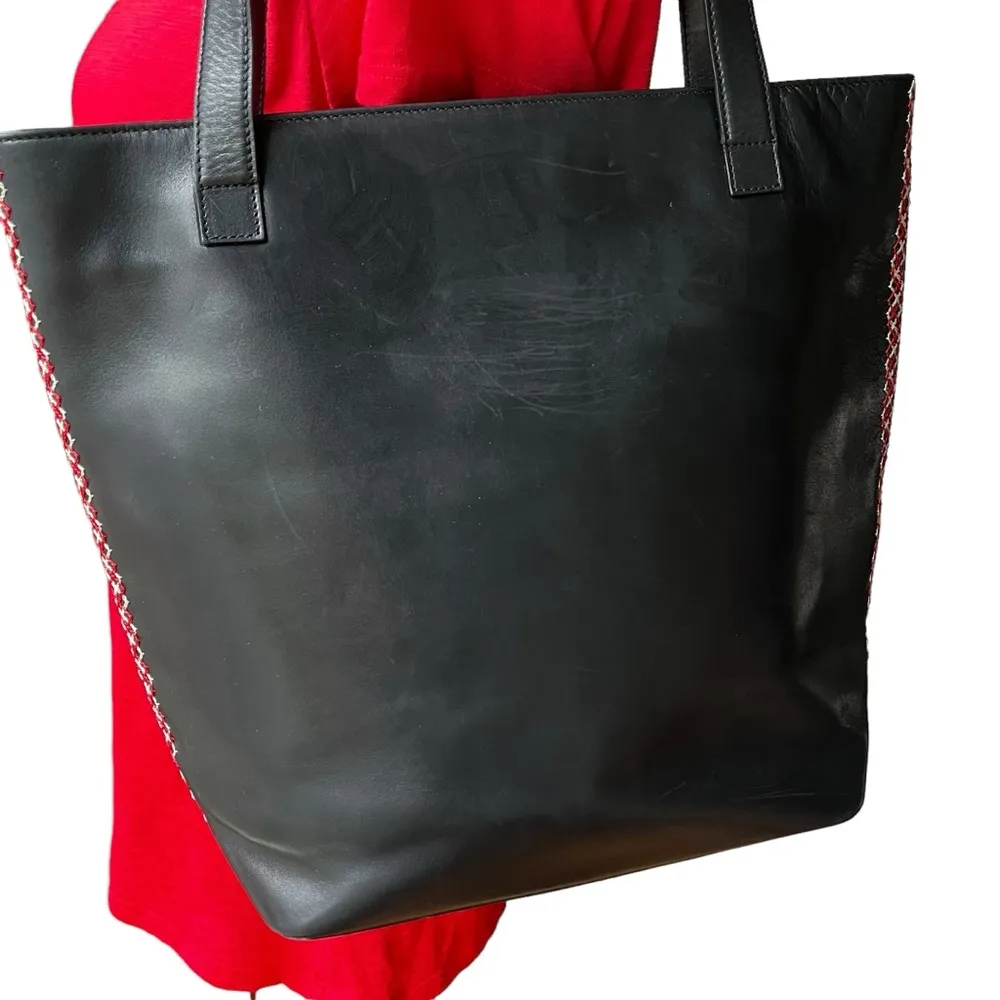 Vintage Rare Style Kate Spade New York Black Leather Classic Tote - Image 5