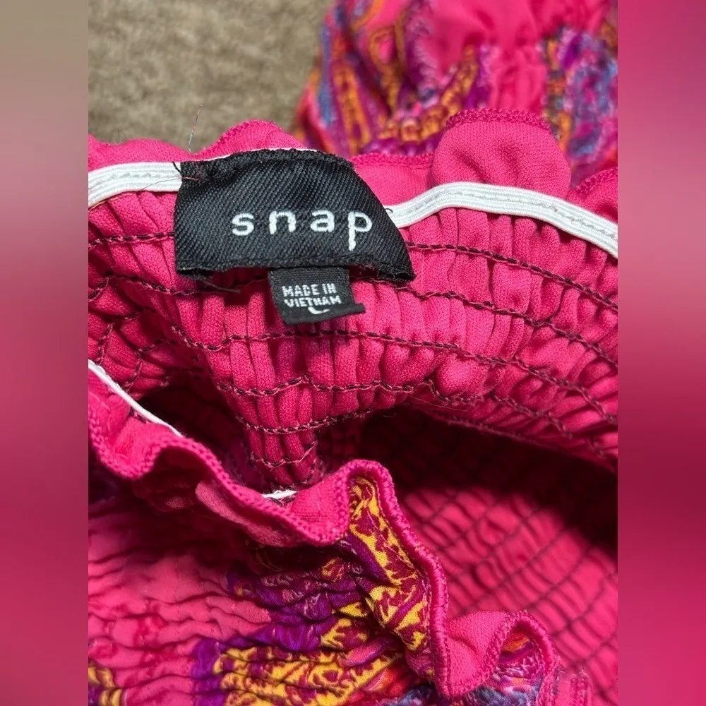 Snap Pink Paisley Strapless Dress High Low Hem Maxi Dress Summer Beach Cover LUp Size L - Image 5