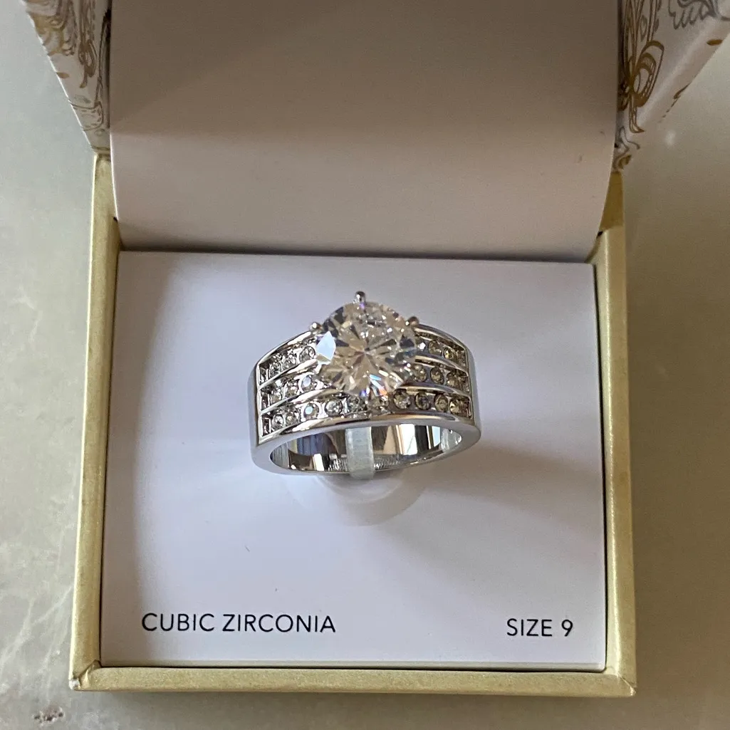 NWT Charter Club
Crystal Triple-Row Ring in Fine Silver Plate - Image 4