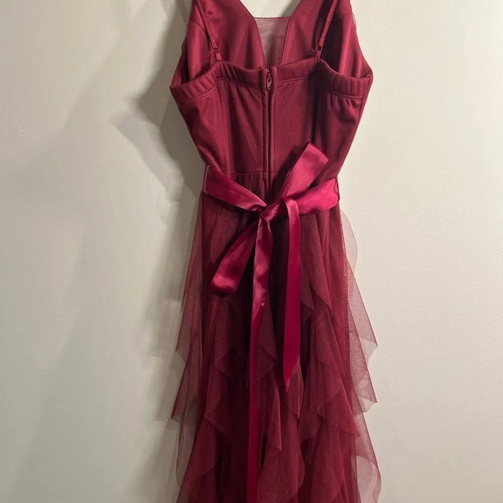 Social Couture Juniors 11/12 Maxi Burgundy Red Dress Prom Formal Wedding Boho Size undefined - Image 3