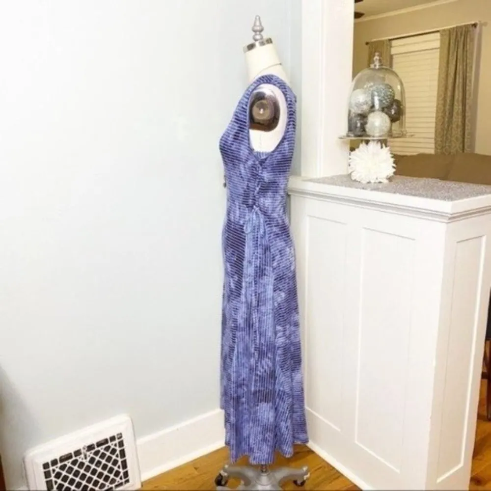 Chico’s Tie Dye Maxi Dress Striped Nautical Blue White Sundress Small - Image 8