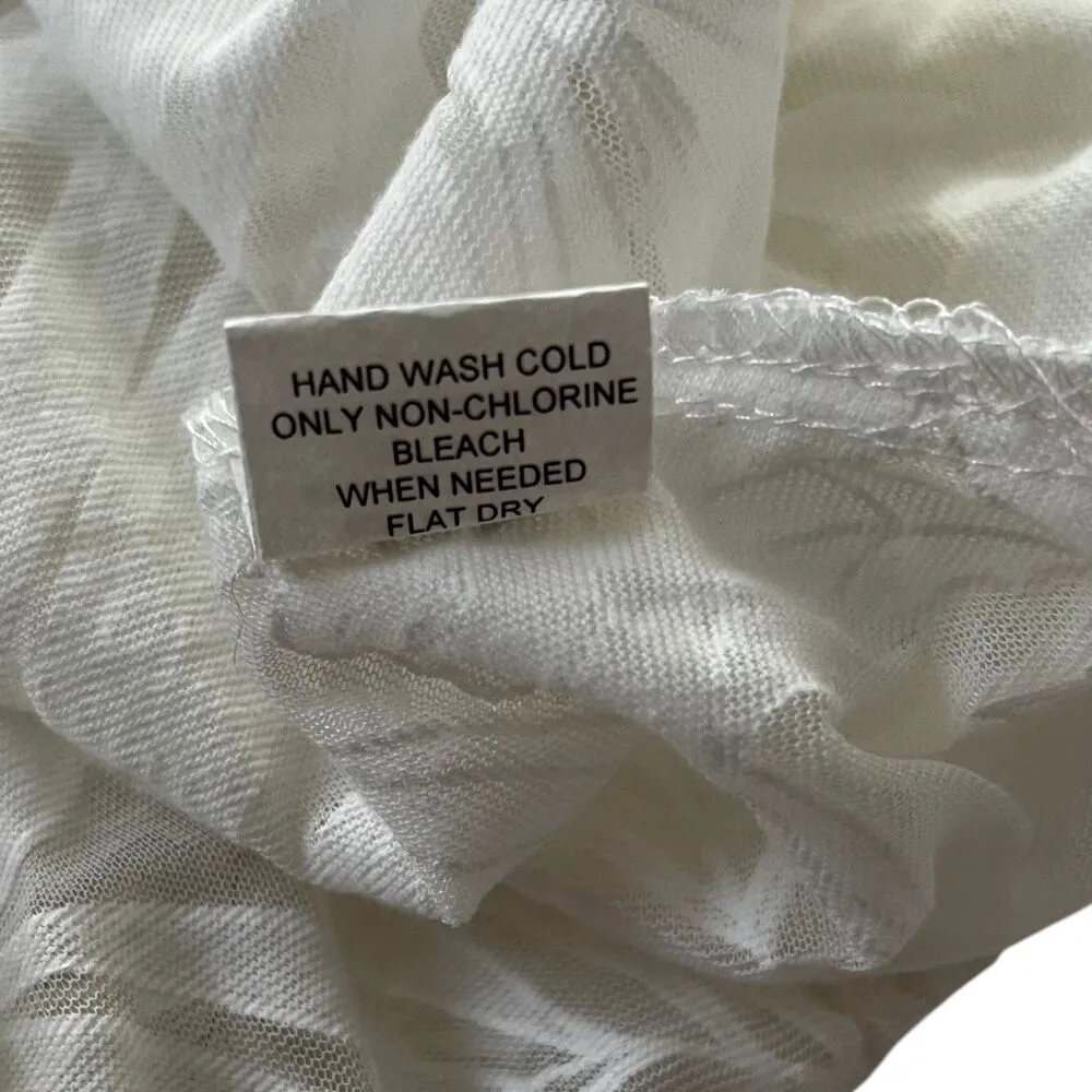 J. Valdi White Tropical Sheer Tie Bow Cover Up Dress Women Size Large | 34 - Image 5