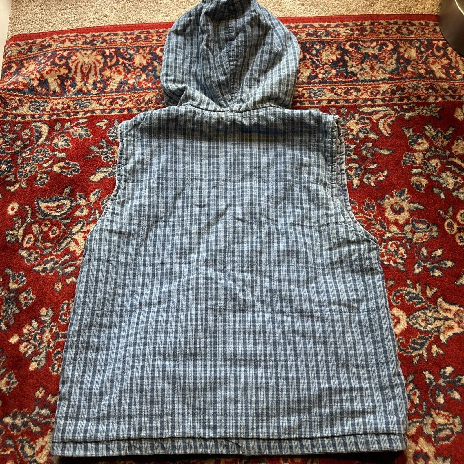 Vtg Gloria Vanderbilt denim full zip reversible vest hoodie women's sz Small 90s - Image 9