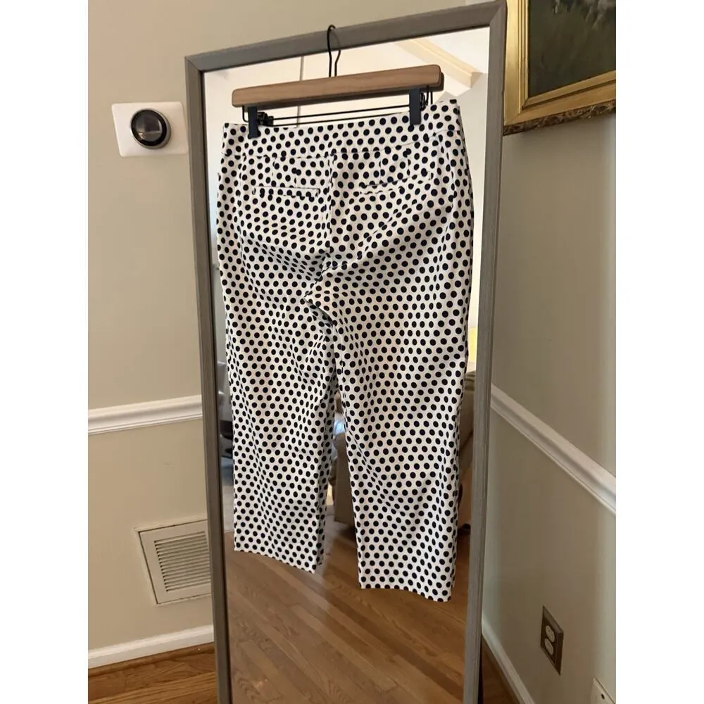 Ann Taylor White Navy Polka Dot Capri Pants Size 4 Stretch - Image 3