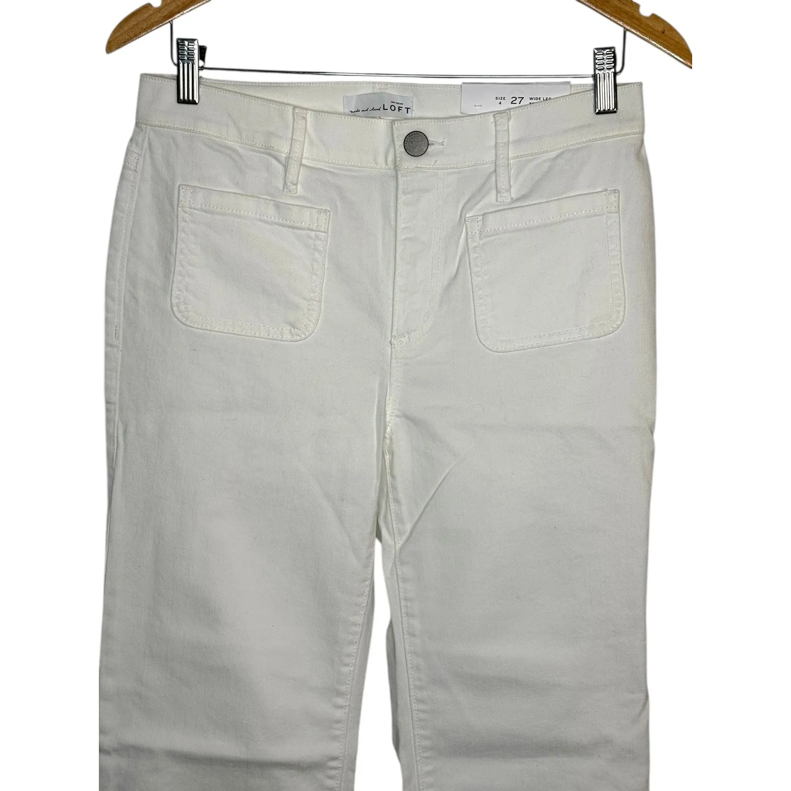 Ann Taylor LOFT White Wide Leg Trouser Pants Jeans Women Size 27 4 NWT - Image 6