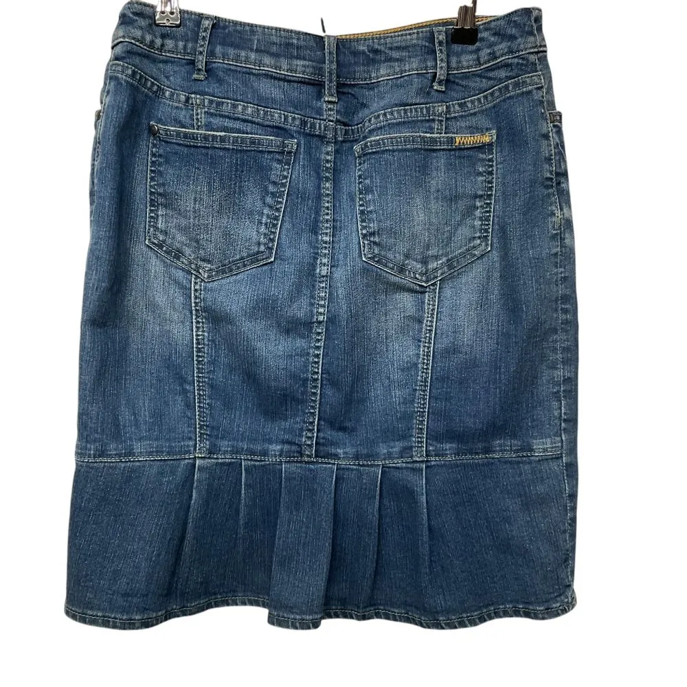 Pilcro Anthropologie Classic Denim‎ Pencil Skirt Size 28 Back Ruffle High Waist - Image 2