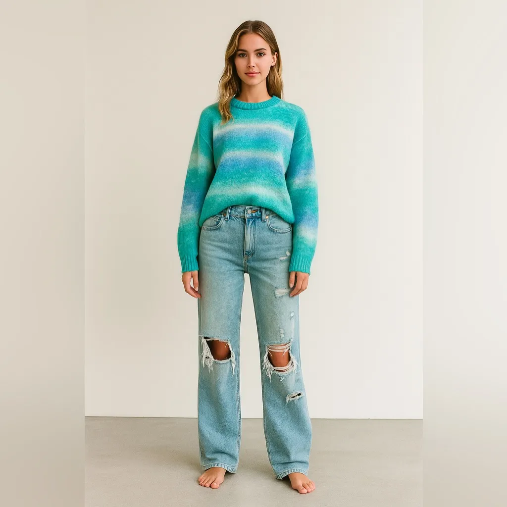 Frankie’s Bikinis Bennie Oversized Knit Sweater in Blue Horizon XS / S - Image 10