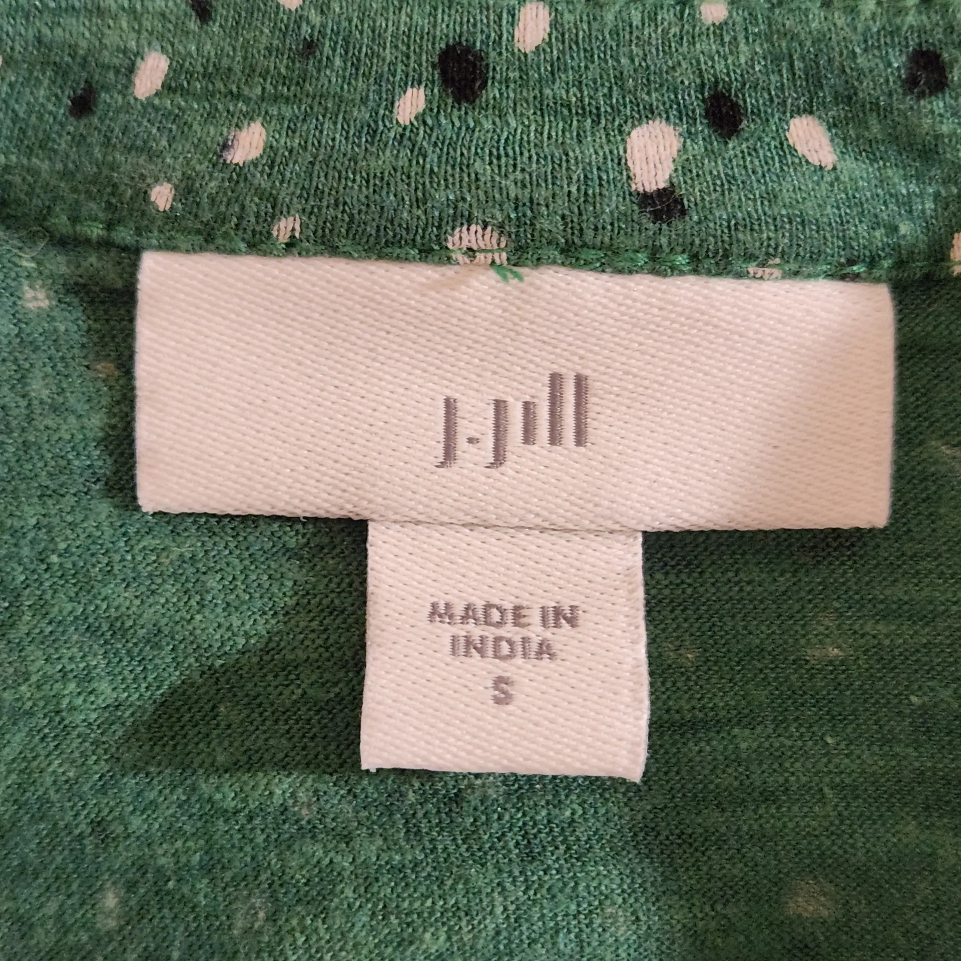 J Jill Green Dot Print Knit Top Size Small - Image 6