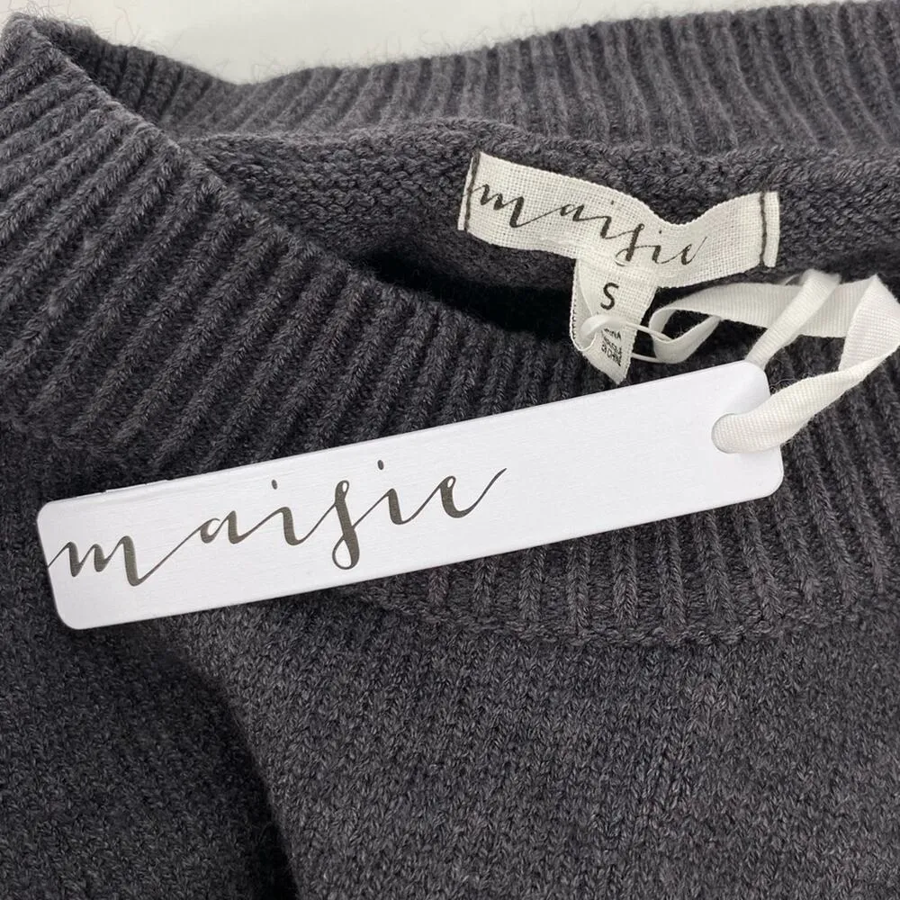 MAISIE NWT Charcoal Gray Asymmetrical Ruffle Hem Pullover Sweater Size Small - Image 6