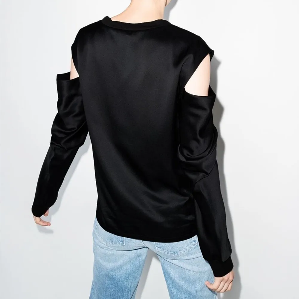 RtA Cut Out Shoulder Black Long Sleeve Crewneck Top NWT Size Large - Image 2