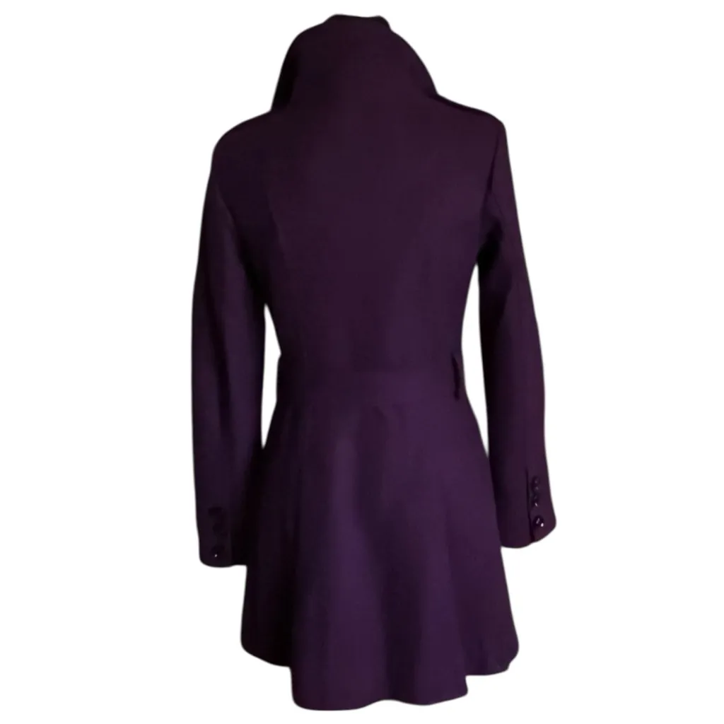 Guess Wool Blend Double Breasted Belted Violet Coat. SZ. S - Image 4