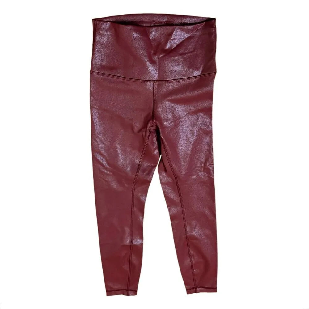 LULULEMON Lab Training Wunder Train High-Rise Leggings 28" Burgundy Glossy 4 EUC - Image 6