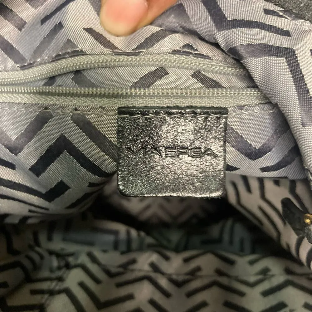 Via Spiga Black Leather Woven Shoulder Bag - Image 6