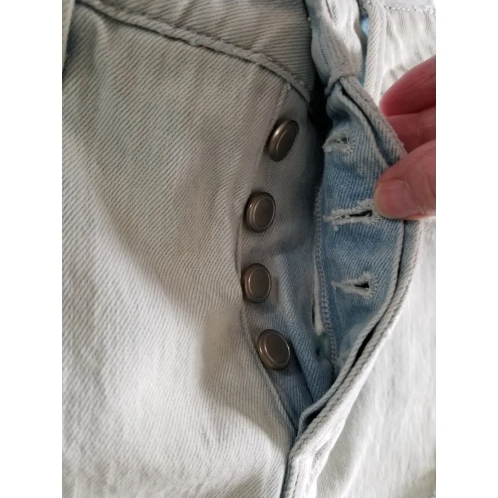 GOOD AMERICAN Bombshell Shorts Denim Blue Button Fly Womens Size 0/25 - Image 4