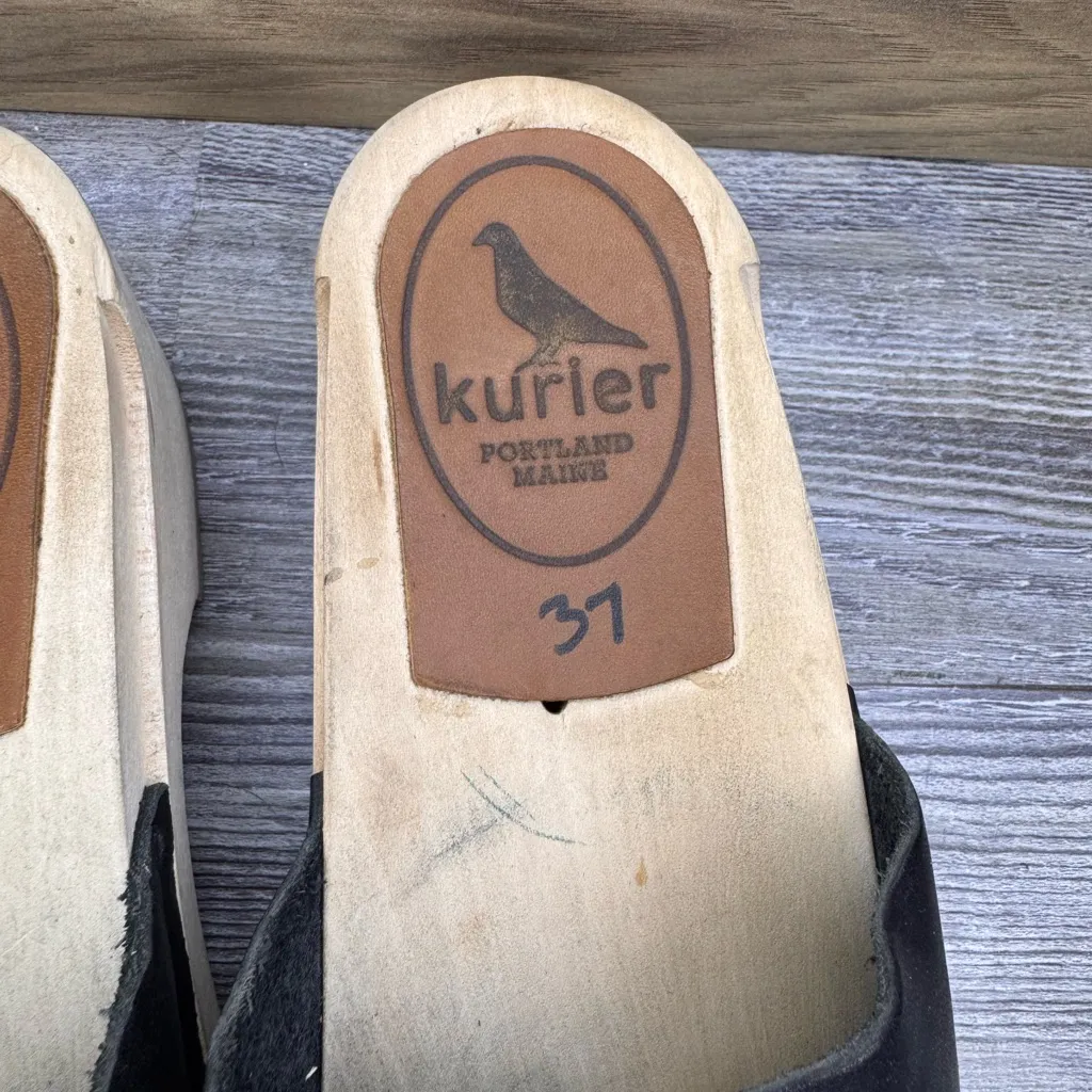 Kurier Portland Maine Womens Handmade Leather Clog Platform Sandals 37 Size 6.5 Black - Image 8